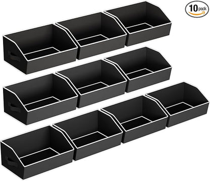 Homsorout Clothes Organizers and Storage - Fabric Cube Bins with Handles, Storage Baskets for Shelves, Trapezoid Collapsible Boxes for Home, Dorm, Office, 10 Pack, Black by Homsorout