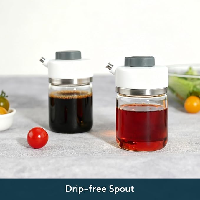 KITCHENDAO Precision Pour Glass Soy Sauce Dispenser with 3 Modes, Drip-free Spout, Two Adjustable Flowing Speed, 6 oz Oil Dispenser Bottle for Kitchen, Borosilicate Glass Olive Oil Bottle for Cooking - Image 3