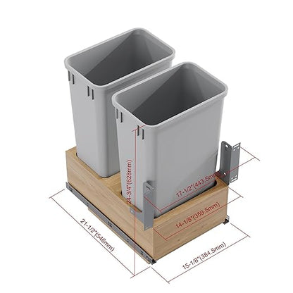 Dowell Double 50Qt Undermount Trash Pull-Out Waste Container with Full Extension Soft-Close Slides, Bottom Mounted, Face Frame/Frameless Min. Cabinet Opening: 15-1/2 Inch Wide-4008 0218 50 - Image 4