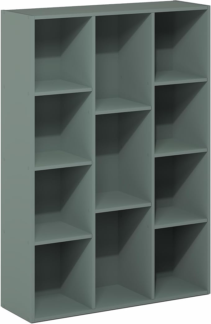 Furinno LUDER Book Shelf, 11-Cube Bookshelf, Reversible Bookcase, 9.4 x 29.1 x 41.7, Easy Assembly, for Living Room, Bedroom, Home Office, Sage Green - Image 6
