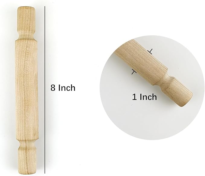 3 pcs 8 Inch Wood Rolling Pin, Great for Children's Play, Arts and Crafts - Image 2