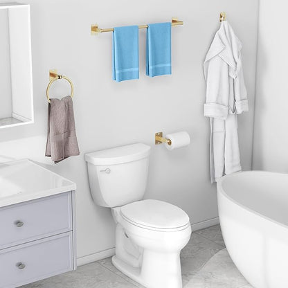 Bathroom Accessories Set, KLJKPA 4 Pieces Gold Bathroom Hardware Set, 24 inch Towel Bar, Towel Racks for Bathroom, Robe Towel Hooks, Toilet Paper Holder Wall Mounted - Image 6