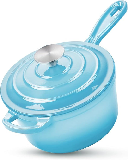 HaSteeL 1 QT Cast Iron Enamel Saucepan - Blue