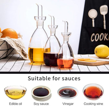 Affogato Glass Oil Bottle with Spout, Olive Oil Dispenser Vinegar Drizzler Pourer Stopper Pot, Soy Sauce Vinegar Cruet Non Drip Heat-Resistant for Cooking Kitchen Restaurant BBQ (8.5 oz)