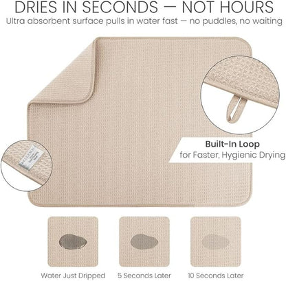 Bellemain XL Dish Mat 24" x 17" ( LARGEST MAT ) Microfiber Dish Drying Mat , Super absorbent ( Ivory ) - Image 3
