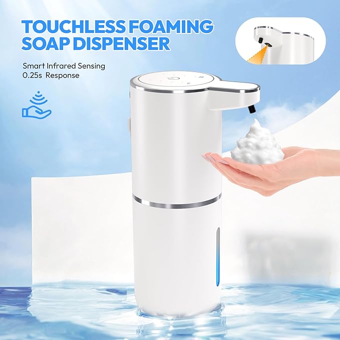 2 Pack Automatic Foaming Soap Dispenser,Touchless Foam Soap Dispenser,12.8oz Rechargeabled Wall Mounted Smart for Bathroom and Kitchen Dish Soap,Easy for Toddlers(White) - Image 7