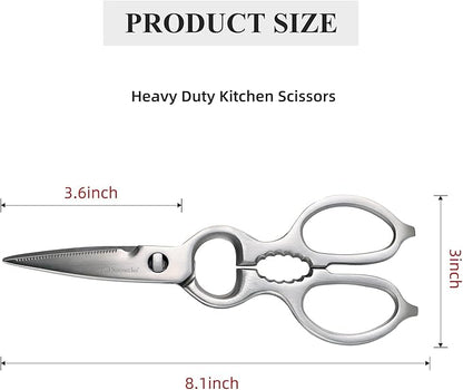 Sunnecko Heavy Duty Kitchen Scissors - Stainless Steel Kitchen Shears, Ultra Sharp Micro Serrated Poultry Shears, Cooking Scissors for Meat, Dishwasher Safe - Image 6