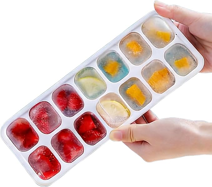 Ice Cube Tray with Lid, Easy-Release, Flexible, Ice Cube Tray, Spill-Resistant, for Freezer, Cocktail, Drinks, Coffee, 2 Pack 28 Pcs, Pink, 1.1x2.8x7.2 in - Image 3