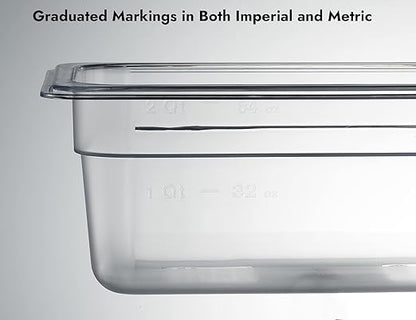 CURTA 6-Pack 1/4 Size 4" Deep NSF Polycarbonate Food Pans | Dishwasher & Freezer Safe Clear Container for Prep Tables, Buffet, Salad Bar, Commercial & Home Kitchen