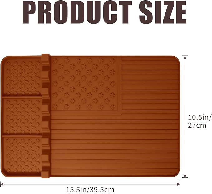 2 PCS Silicone Grill Mat Compatible with Blackstone, BBQ Griddle Tools Mat with Drip Pad, Spatula for Outdoor Kitchen Counter, Gifts for Men(brown-2)