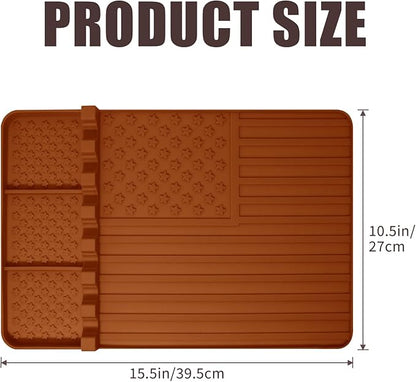 2 PCS Silicone Grill Mat Compatible with Blackstone, BBQ Griddle Tools Mat with Drip Pad, Spatula for Outdoor Kitchen Counter, Gifts for Men(brown-2)