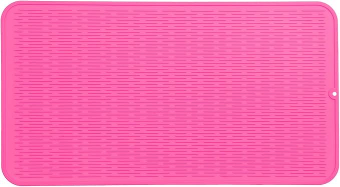 MicoYang Silicone Dish Drying Mat for Multiple Usage,Easy clean,Eco-friendly,Heat-resistant Silicone Mat for Kitchen Counter or Sink,Refrigerator or Drawer Liner Rose 4XL 32 inches x 18 inches by MicoYang