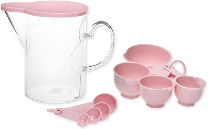 Measuring Cups and Measuring Spoons Set of 10 Pieces, Supreme Housewares Plastic Multi-Purpose Home Essentials Cooking, and Baking Tools BPA Free Dishwasher Safe for Liquid and Dry (Pink) - Image 3