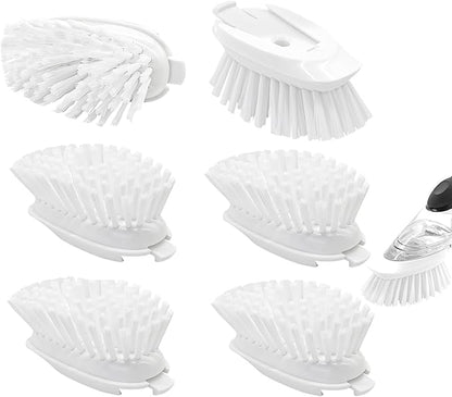 Brush Refills for OXO Dish Brush - 6 Pack Dish Brush Cleaning Soap Dispensing Head Replacement for Scrubber (White) by Shadowgallery