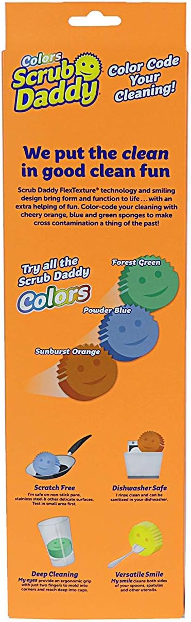 Scrub Daddy Colors Sponge Set, FlexTexture, 3ct Pack of 2 | Temperature Responsive | Deep Cleaning | Dishwasher Safe | Multi-use - Image 2