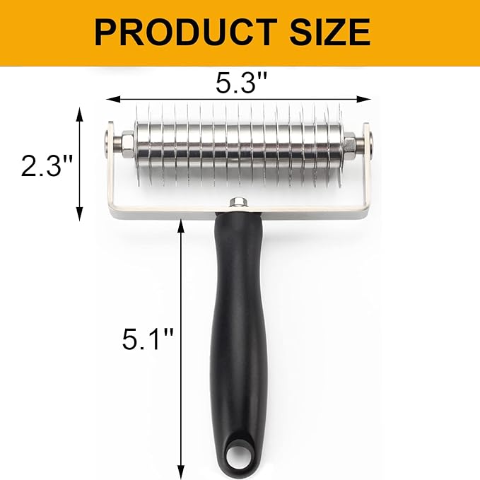 Pastry Lattice Roller Cutter, Stainless Steel Multi-Wheel Dough Cutter with Comfortable Grip Handle, Pie Crust Strip Cutters for Pastry, Pizza Dough, Bread & Beef Wellington