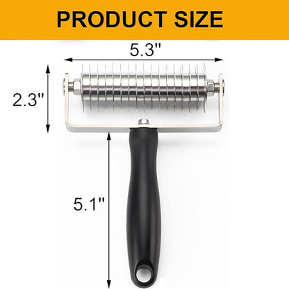 Pastry Lattice Roller Cutter, Stainless Steel Multi-Wheel Dough Cutter with Comfortable Grip Handle, Pie Crust Strip Cutters for Pastry, Pizza Dough, Bread & Beef Wellington