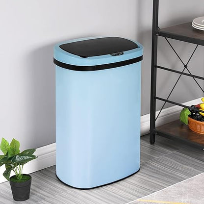 13 Gallon 50 Liter Garbage Can Kitchen Trash Can with Lid Automatic Sensor Touch Free Stainless Steel Waste Bin for Bathroom Bedroom Home Office (Blue) - Image 6