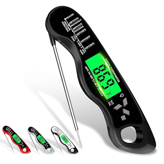 Meat Thermometer Digital，IP67 Waterproof Cooking Thermometer with Backlight, Calibration & Hold Function，Food Thermometer for Cooking,Outdoor Grilling by Unknown