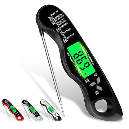 Meat Thermometer Digital，IP67 Waterproof Cooking Thermometer with Backlight, Calibration & Hold Function，Food Thermometer for Cooking,Outdoor Grilling by Unknown