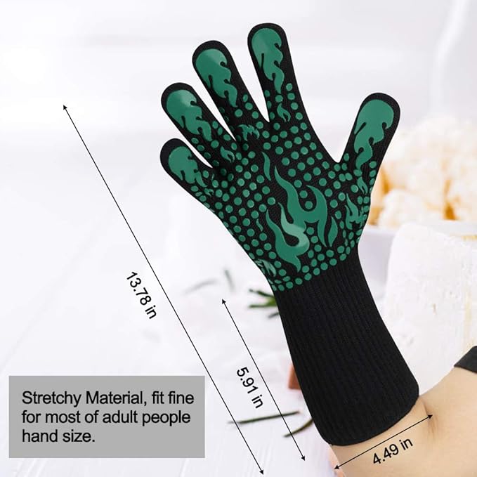 Comsmart BBQ Gloves, 1472 Degree F Heat Resistant Grilling Gloves Silicone Non-Slip Oven Gloves Long Kitchen Gloves for Barbecue, Cooking, Baking, Cutting - Image 3
