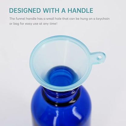 Mini Funnel 4-Pack for Lab Bottles, Sand Art, Perfume, Spice, Powder, Essential Oil, Recreational, Kitchen Food Grade Small Plastic (Blue)