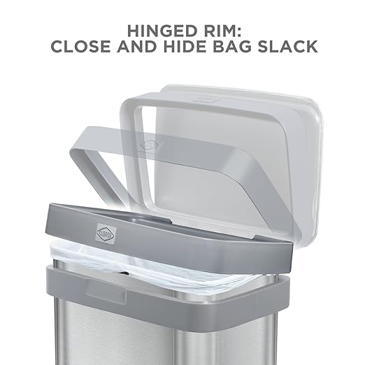 Clorox 13 Gallon Trash Can - 50L Kitchen Trash Can with Wide Step Pedal - Rectangular Stainless Steel Garbage Bin with Hinged Rim and Odor Protection - Image 3