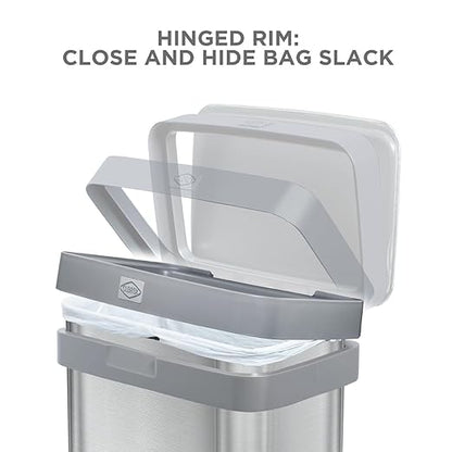 Clorox 13 Gallon Trash Can - 50L Kitchen Trash Can with Wide Step Pedal - Rectangular Stainless Steel Garbage Bin with Hinged Rim and Odor Protection - Image 3