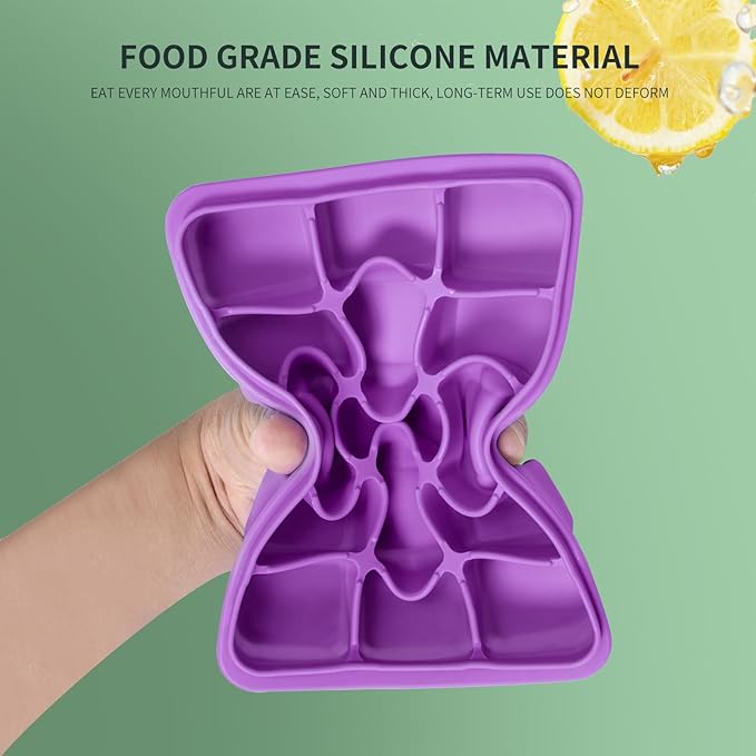 Tvmania Ice Cube Trays Set of 2, Easy Release 15 Flexible Silicone Ice Cube Molds with Removable Lid Reusable Freezer Ice Trays Stackable for Whiskey, Baby Food, BPA Free (purple) - Image 5