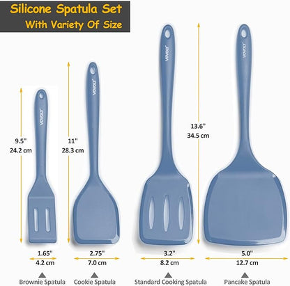 Silicone Spatula Set, 600°F Heat Resistant Silicone Spatula Turner Flipper for Cooking, Non Stick and Non Scratch Kitchen Utensils for Eggs & Pancakes, 4 Pack,Starry Blue - Image 2