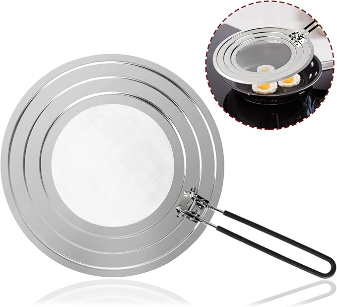 Stainless Steel Splatter Screen for Frying Pan - Grease Splatter Guard with Folding Handle - Cover Oil Splash from Bacon, Oil, or Deep Fryer - Food Strainer and Universal Cookware - Image 8