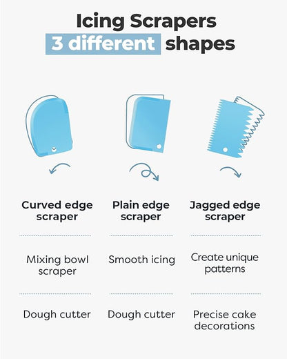 Kootek Cake Decorating Kit Baking Supplies Set Cake Turntable with 2 Frosting Straight Angled Spatula 3 Icing Smoother Scrapers Baking Accessories Tools for Beginners and Pros, Mother's Day, Blue - Image 2