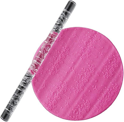 Rengue Acrylic Rolling Pin with 28 Patterns, Compliant Material, Comfortable Grip, 16 X 1 Cm, Lightweight for Dough and Pastry Acrylic Rolling Pin with 28 Patterns, Nan Kitchen (#13)