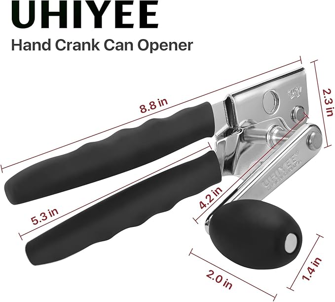 Commercial Can Opener, UHIYEE Hand Crank Can Opener Manual Heavy Duty with Comfortable Extra-long Handles, Oversized Knob, Large Handheld Can Open Easy for Big Cans, Black - Image 7