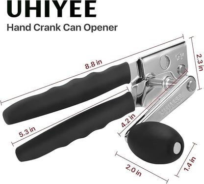 Commercial Can Opener, UHIYEE Hand Crank Can Opener Manual Heavy Duty with Comfortable Extra-long Handles, Oversized Knob, Large Handheld Can Open Easy for Big Cans, Black - Image 7