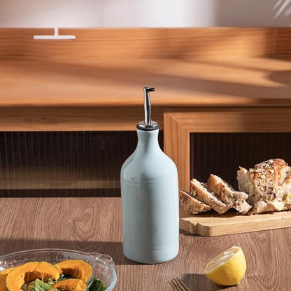 Sweejar Ceramic Olive Oil Dispenser Bottle, Opaque Oil Cruet Protects to Reduce Oxidation, Suitable for Storage Vinegar, Coffee Syrups & Other Liquids, Pack of 1, 15.5 Fl Oz(Light Blue) - Image 4