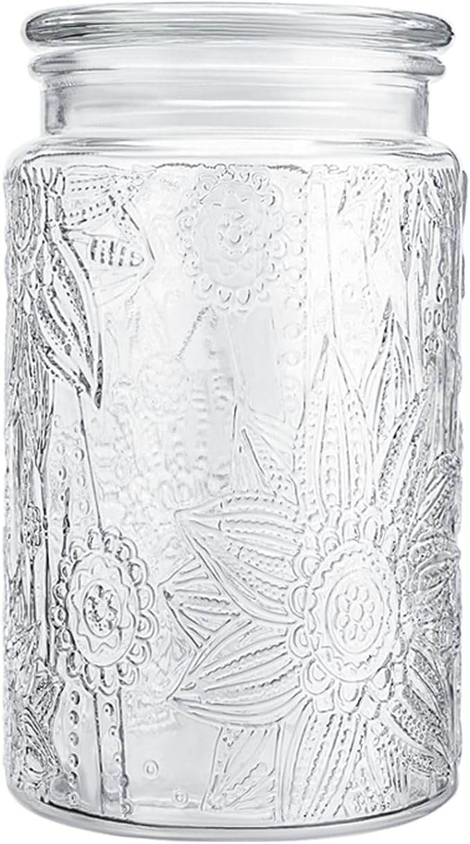 Adodeen 32oz Vintage Glass Jar With Lid, Glass Storage Containers, Airtight Kitchen Storage Containers For Sugar, Coffee, Tea, Spice, Flour, Candy Cookie, Pasta, Cereal, Cute Decorative Jars by Unknown