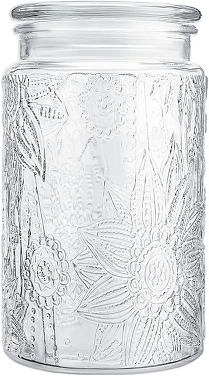 Adodeen 32oz Vintage Glass Jar With Lid, Glass Storage Containers, Airtight Kitchen Storage Containers For Sugar, Coffee, Tea, Spice, Flour, Candy Cookie, Pasta, Cereal, Cute Decorative Jars by Unknown