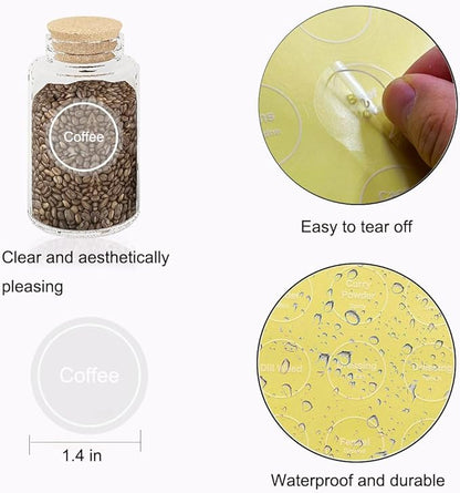 Spice Labels, 432Pcs Spice Labels Stickers 1.4in Waterproof Adhesive Round Preprinted Spice with Blank Label Tear Resistant Sticker for Kitchen Jars Caps Food Containers Organizers (Transparent) - Image 2