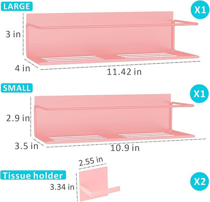 Magnetic Spice Rack For Refrigerator, Space Saving Magnetic Shelf For Fridge Pink 2 Pack With Magnetic Paper Towel Holder - Image 2