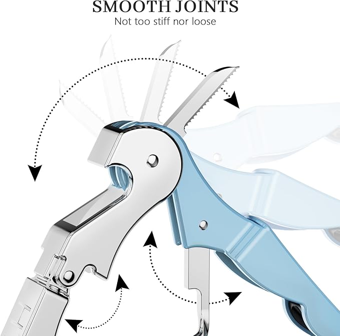 HYZ 2-Pack Wine Opener Waiter Corkscrew, Professional Wine Key for Servers, Bartender with Foil Cutter, Manual Wine Bottle Opener Double Hinged (Sky Blue) - Image 3