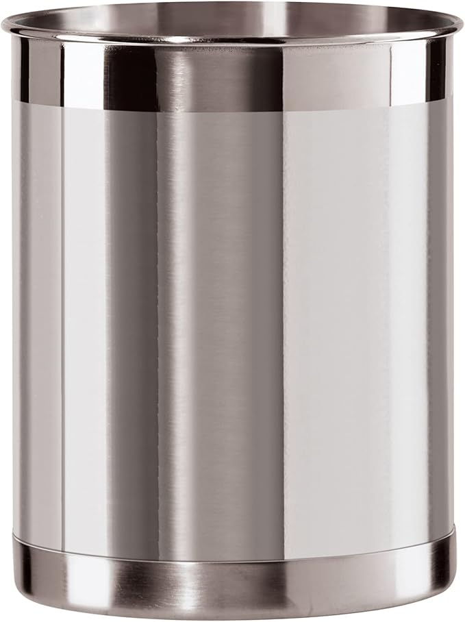 Oggi Stainless Steel Utensil Holder - 5" Diameter, Utensil Caddy, Weighted Base for Stability - Larger-Sized Utensil Crock and Countertop Utensil Organizer, Stainless Steel by OGGI