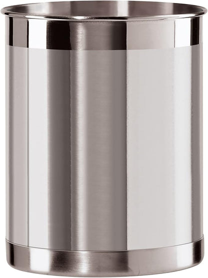 Oggi Stainless Steel Utensil Holder - 5" Diameter, Utensil Caddy, Weighted Base for Stability - Larger-Sized Utensil Crock and Countertop Utensil Organizer, Stainless Steel by OGGI