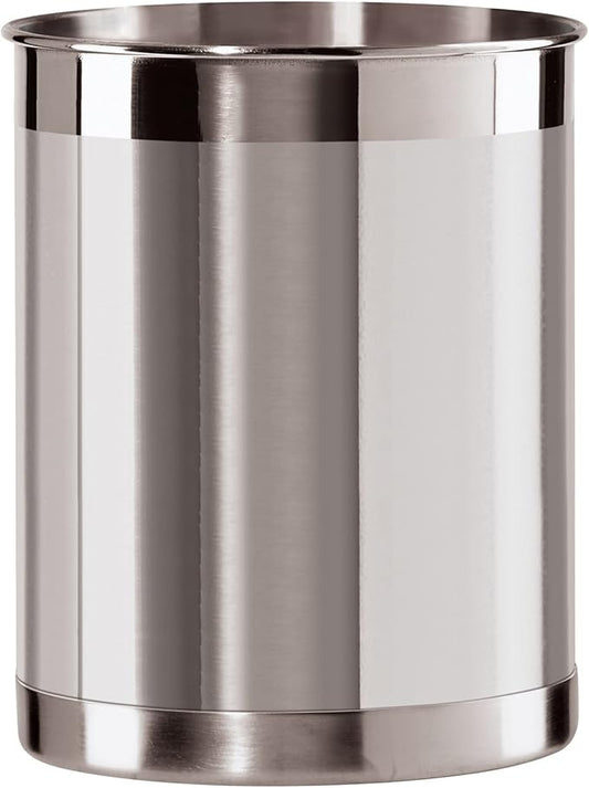 Oggi Stainless Steel Utensil Holder - 5" Diameter, Utensil Caddy, Weighted Base for Stability - Larger-Sized Utensil Crock and Countertop Utensil Organizer, Stainless Steel by OGGI