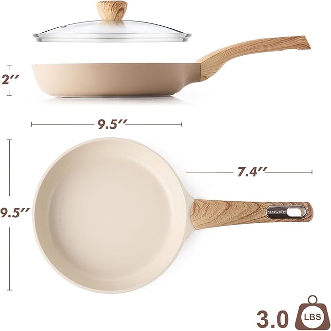 SENSARTE Ceramic Nonstick Frying Pan Skillet with Lid 9.5Inch Non Stick Egg Pan Omelette Pans, Non-toxic Kitchen Cooking Chef's Pan, Free of Intentionally Added PFAS/PTFE/PFOA, Induction Compatible - Image 9