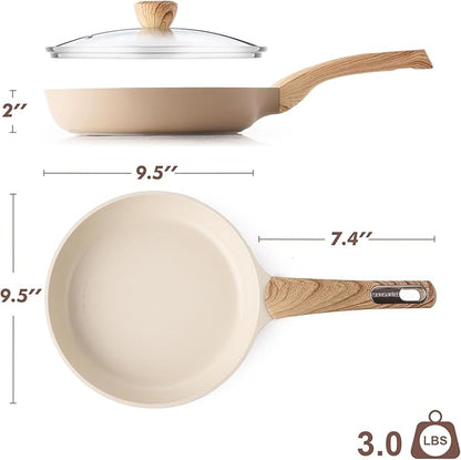 SENSARTE Ceramic Nonstick Frying Pan Skillet with Lid 9.5Inch Non Stick Egg Pan Omelette Pans, Non-toxic Kitchen Cooking Chef's Pan, Free of Intentionally Added PFAS/PTFE/PFOA, Induction Compatible - Image 9