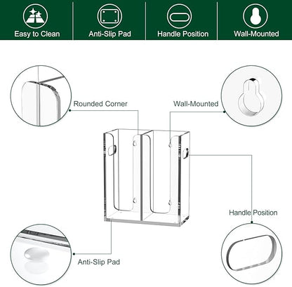 Disposable Coffee Cup Dispenser with Handles, Countertop or Wall Mount Hot/Cold Drink Cup and Lid Holder - Bathroom/Kitchen/Office Acrylic Cup Lid Storage Organizer (2 Compartments, Clear)