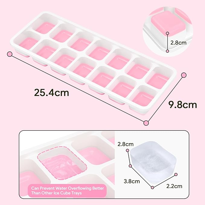 Ice Cube Trays 4 Pack, Airabc Silicone Ice Cube Trays with Removable Lid, Easy-Release Flexible 14-cube Ice Trays, LFGB Certified and BPA Free, Stackable Ice Trays with Covers for Cocktail, Freezer - Image 5