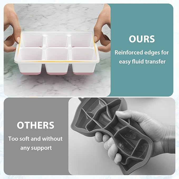 Optish Large Ice Cube Molds, 2 Pack Whiskey Square Ice Molds, 1.8 Inch Big Ice Cube Tray, Stackable Cocktail Ice Tray with Lid, Easy to Release (Pink) - Image 2