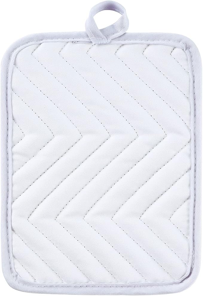 Anyi Pot Holders and Oven Mitts 7" X 9" Heat Resistant Pocket Pot Holder Set Feature of Non Slip Kitchen Hot Pad Oven Mitts, 3-Pack (White) - Image 5
